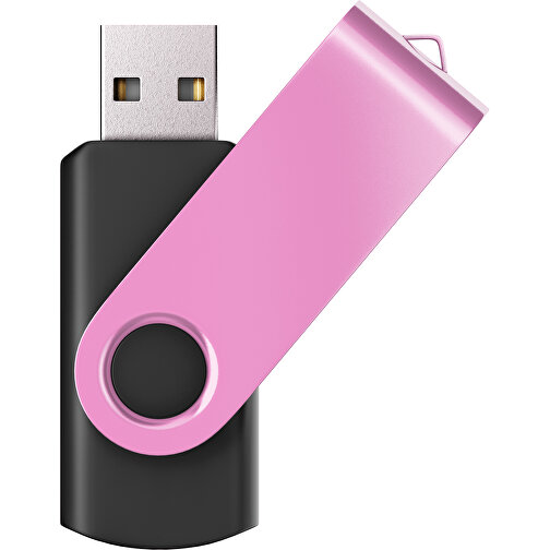 USB-Stick SWING Color 2.0 64 GB , Promo Effects MB , schwarz / rosa MB , 65 GB , Kunststoff/ Aluminium MB , 5,70cm x 1,00cm x 1,90cm (Länge x Höhe x Breite), Bild 1
