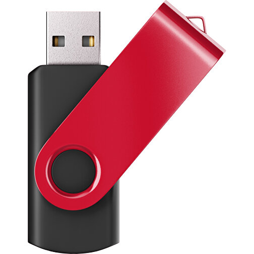USB-Stick SWING Color 2.0 64 GB , Promo Effects MB , schwarz / dunkelrot MB , 65 GB , Kunststoff/ Aluminium MB , 5,70cm x 1,00cm x 1,90cm (Länge x Höhe x Breite), Bild 1