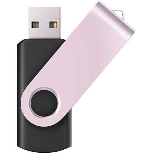 USB-Stick SWING Color 2.0 32 GB , Promo Effects MB , schwarz / zartrosa MB , 32 GB , Kunststoff/ Aluminium MB , 5,70cm x 1,00cm x 1,90cm (Länge x Höhe x Breite), Bild 1