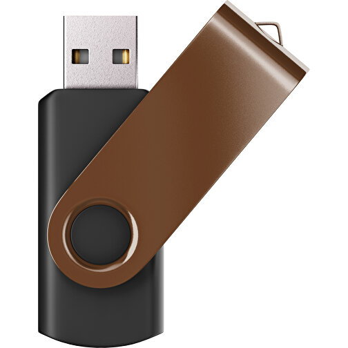 USB-Stick SWING Color 2.0 32 GB , Promo Effects MB , schwarz / dunkelbraun MB , 32 GB , Kunststoff/ Aluminium MB , 5,70cm x 1,00cm x 1,90cm (Länge x Höhe x Breite), Bild 1