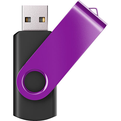 USB-Stick SWING Color 2.0 32 GB , Promo Effects MB , schwarz / dunkelmagenta MB , 32 GB , Kunststoff/ Aluminium MB , 5,70cm x 1,00cm x 1,90cm (Länge x Höhe x Breite), Bild 1