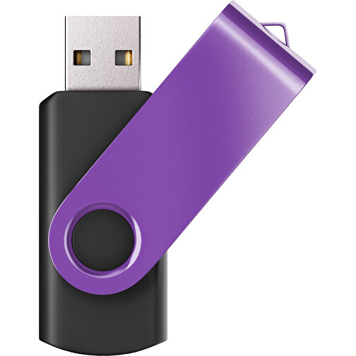USB-Stick SWING Color 2.0 1 GB , Promo Effects MB , schwarz / lavendel MB , 1 GB , Kunststoff/ Aluminium MB , 5,70cm x 1,00cm x 1,90cm (Länge x Höhe x Breite), Bild 1