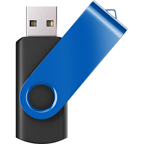 USB-Stick SWING Color 2.0 16 GB , Promo Effects MB , schwarz / kobaltblau MB , 16 GB , Kunststoff/ Aluminium MB , 5,70cm x 1,00cm x 1,90cm (Länge x Höhe x Breite), Bild 1