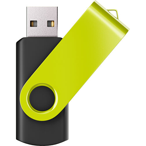 USB-Stick SWING Color 2.0 128 GB , Promo Effects MB , schwarz / hellgrün MB , 131 GB , Kunststoff/ Aluminium MB , 5,70cm x 1,00cm x 1,90cm (Länge x Höhe x Breite), Bild 1