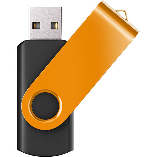 USB-Stick SWING Color 2.0 128 GB , Promo Effects MB , schwarz / kürbisorange MB , 131 GB , Kunststoff/ Aluminium MB , 5,70cm x 1,00cm x 1,90cm (Länge x Höhe x Breite), Bild 1