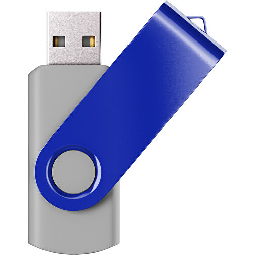 USB-Stick SWING Color 2.0 64 GB , Promo Effects MB , grau / blau MB , 65 GB , Kunststoff/ Aluminium MB , 5,70cm x 1,00cm x 1,90cm (Länge x Höhe x Breite), Bild 1