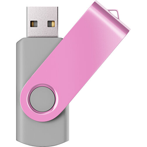 USB-Stick SWING Color 2.0 64 GB , Promo Effects MB , grau / rosa MB , 65 GB , Kunststoff/ Aluminium MB , 5,70cm x 1,00cm x 1,90cm (Länge x Höhe x Breite), Bild 1