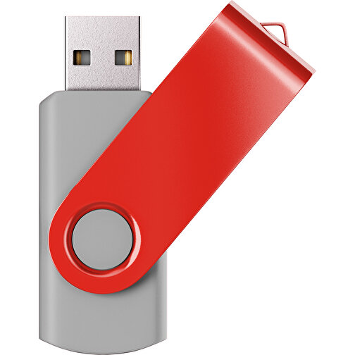 USB-Stick SWING Color 2.0 8 GB , Promo Effects MB , grau / rot MB , 8 GB , Kunststoff/ Aluminium MB , 5,70cm x 1,00cm x 1,90cm (Länge x Höhe x Breite), Bild 1