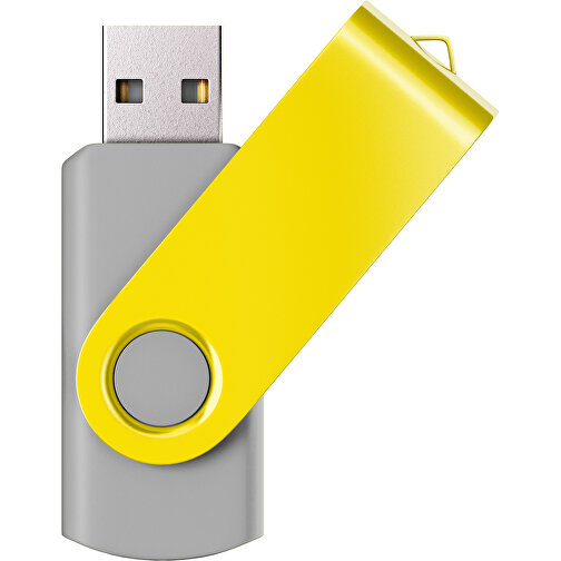 USB-Stick SWING Color 2.0 8 GB , Promo Effects MB , grau / gelb MB , 8 GB , Kunststoff/ Aluminium MB , 5,70cm x 1,00cm x 1,90cm (Länge x Höhe x Breite), Bild 1