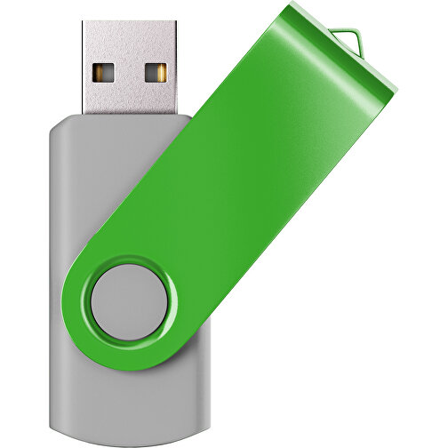 USB-Stick SWING Color 2.0 64 GB , Promo Effects MB , grau / grasgrün MB , 65 GB , Kunststoff/ Aluminium MB , 5,70cm x 1,00cm x 1,90cm (Länge x Höhe x Breite), Bild 1