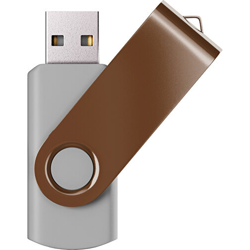 USB-Stick SWING Color 2.0 4 GB , Promo Effects MB , grau / dunkelbraun MB , 4 GB , Kunststoff/ Aluminium MB , 5,70cm x 1,00cm x 1,90cm (Länge x Höhe x Breite), Bild 1