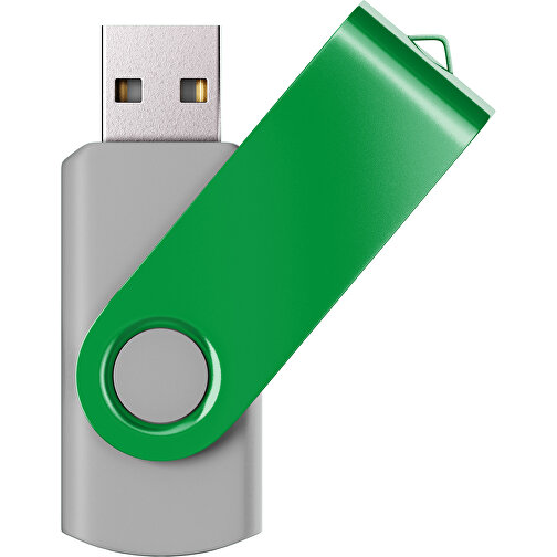 USB-Stick SWING Color 2.0 32 GB , Promo Effects MB , grau / grün MB , 32 GB , Kunststoff/ Aluminium MB , 5,70cm x 1,00cm x 1,90cm (Länge x Höhe x Breite), Bild 1