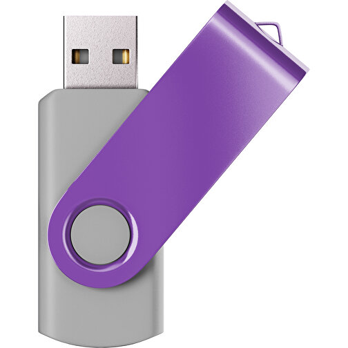 USB-Stick SWING Color 2.0 32 GB , Promo Effects MB , grau / lavendel MB , 32 GB , Kunststoff/ Aluminium MB , 5,70cm x 1,00cm x 1,90cm (Länge x Höhe x Breite), Bild 1