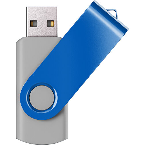USB-Stick SWING Color 2.0 16 GB , Promo Effects MB , grau / kobaltblau MB , 16 GB , Kunststoff/ Aluminium MB , 5,70cm x 1,00cm x 1,90cm (Länge x Höhe x Breite), Bild 1