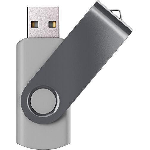 USB-Stick SWING Color 2.0 128 GB , Promo Effects MB , grau / dunkelgrau MB , 131 GB , Kunststoff/ Aluminium MB , 5,70cm x 1,00cm x 1,90cm (Länge x Höhe x Breite), Bild 1