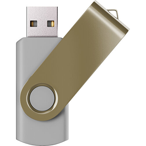 USB-Stick SWING Color 2.0 128 GB , Promo Effects MB , grau / gold MB , 131 GB , Kunststoff/ Aluminium MB , 5,70cm x 1,00cm x 1,90cm (Länge x Höhe x Breite), Bild 1