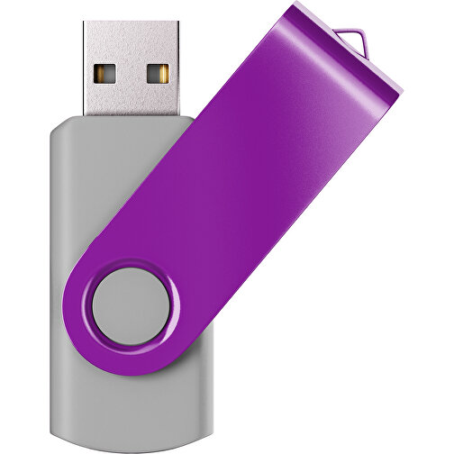 USB-Stick SWING Color 2.0 128 GB , Promo Effects MB , grau / dunkelmagenta MB , 131 GB , Kunststoff/ Aluminium MB , 5,70cm x 1,00cm x 1,90cm (Länge x Höhe x Breite), Bild 1