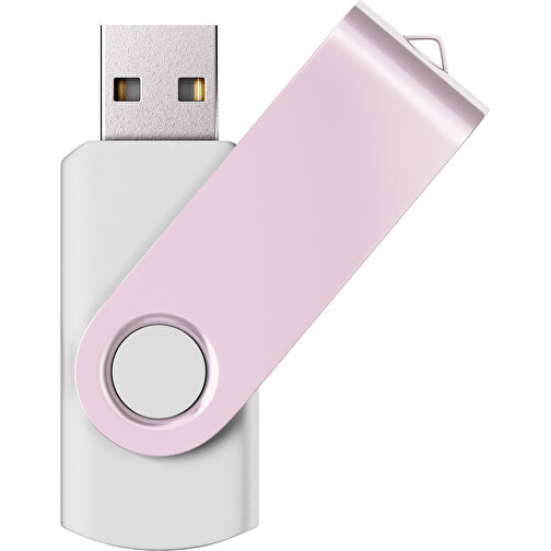 USB-Stick SWING Color 2.0 64 GB , Promo Effects MB , weiss / zartrosa MB , 65 GB , Kunststoff/ Aluminium MB , 5,70cm x 1,00cm x 1,90cm (Länge x Höhe x Breite), Bild 1