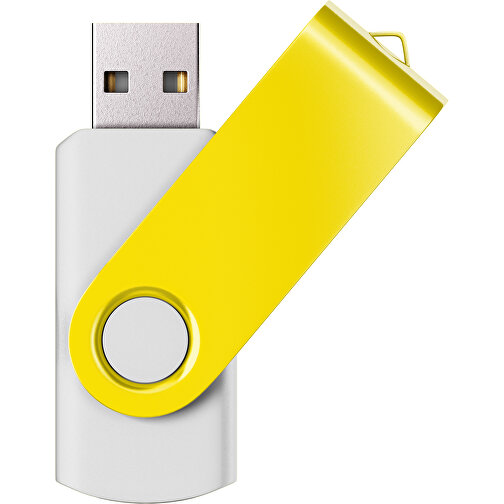 USB-Stick SWING Color 2.0 64 GB , Promo Effects MB , weiß / gelb MB , 65 GB , Kunststoff/ Aluminium MB , 5,70cm x 1,00cm x 1,90cm (Länge x Höhe x Breite), Bild 1