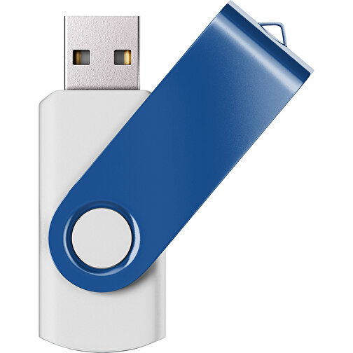 USB-Stick SWING Color 2.0 32 GB , Promo Effects MB , weiß / dunkelblau MB , 32 GB , Kunststoff/ Aluminium MB , 5,70cm x 1,00cm x 1,90cm (Länge x Höhe x Breite), Bild 1