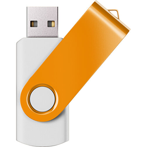 USB-Stick SWING Color 2.0 1 GB , Promo Effects MB , weiß / kuerbisorange MB , 1 GB , Kunststoff/ Aluminium MB , 5,70cm x 1,00cm x 1,90cm (Länge x Höhe x Breite), Bild 1
