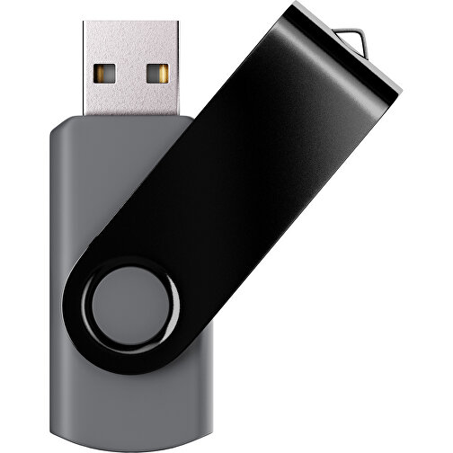 USB-Stick SWING Color 2.0 8 GB , Promo Effects MB , dunkelgrau / schwarz MB , 8 GB , Kunststoff/ Aluminium MB , 5,70cm x 1,00cm x 1,90cm (Länge x Höhe x Breite), Bild 1