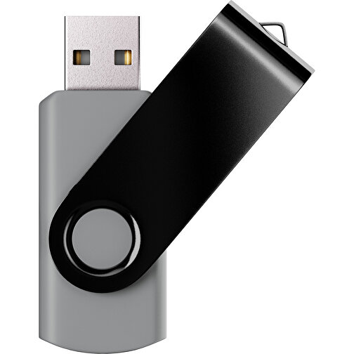 USB-Stick SWING Color 2.0 8 GB , Promo Effects MB , silber / schwarz MB , 8 GB , Kunststoff/ Aluminium MB , 5,70cm x 1,00cm x 1,90cm (Länge x Höhe x Breite), Bild 1