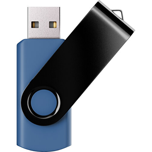 USB-Stick SWING Color 2.0 16 GB , Promo Effects MB , dunkelblau / schwarz MB , 16 GB , Kunststoff/ Aluminium MB , 5,70cm x 1,00cm x 1,90cm (Länge x Höhe x Breite), Bild 1