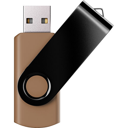 USB-Stick SWING Color 2.0 16 GB , Promo Effects MB , erdbraun / schwarz MB , 16 GB , Kunststoff/ Aluminium MB , 5,70cm x 1,00cm x 1,90cm (Länge x Höhe x Breite), Bild 1