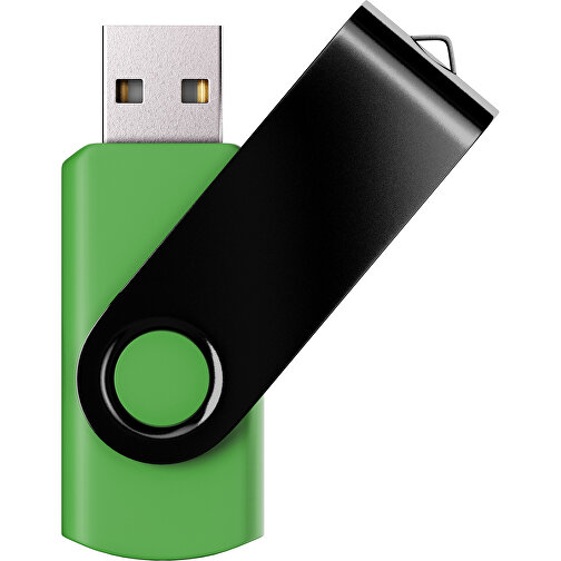 USB-Stick SWING Color 2.0 64 GB , Promo Effects MB , grasgrün / schwarz MB , 65 GB , Kunststoff/ Aluminium MB , 5,70cm x 1,00cm x 1,90cm (Länge x Höhe x Breite), Bild 1