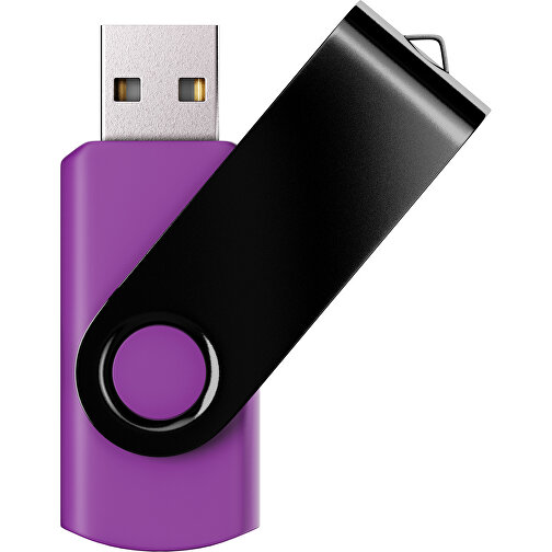 USB-Stick SWING Color 2.0 64 GB , Promo Effects MB , dunkelmagenta / schwarz MB , 65 GB , Kunststoff/ Aluminium MB , 5,70cm x 1,00cm x 1,90cm (Länge x Höhe x Breite), Bild 1