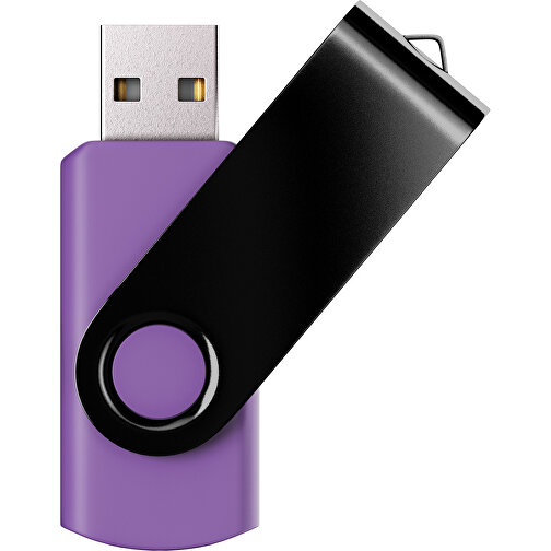 USB-Stick SWING Color 2.0 8 GB , Promo Effects MB , lavendel / schwarz MB , 8 GB , Kunststoff/ Aluminium MB , 5,70cm x 1,00cm x 1,90cm (Länge x Höhe x Breite), Bild 1