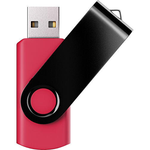 USB-Stick SWING Color 2.0 8 GB , Promo Effects MB , ampelrot / schwarz MB , 8 GB , Kunststoff/ Aluminium MB , 5,70cm x 1,00cm x 1,90cm (Länge x Höhe x Breite), Bild 1