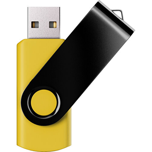 USB-Stick SWING Color 2.0 128 GB , Promo Effects MB , sonnengelb / schwarz MB , 131 GB , Kunststoff/ Aluminium MB , 5,70cm x 1,00cm x 1,90cm (Länge x Höhe x Breite), Bild 1