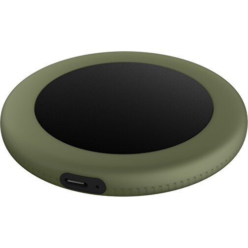 Wireless Charger REEVES-myMATOLA , Reeves, schwarz / olivgrün, Kunststoff, Silikon, 1,05cm (Höhe), Bild 1