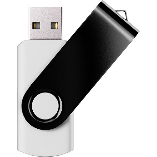 USB-Stick SWING Color 2.0 8 GB , Promo Effects MB , weiß / schwarz MB , 8 GB , Kunststoff/ Aluminium MB , 5,70cm x 1,00cm x 1,90cm (Länge x Höhe x Breite), Bild 1