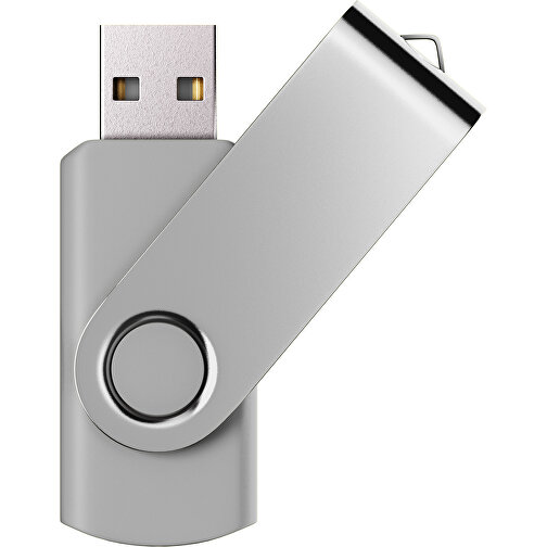 USB-Stick SWING Color 2.0 64 GB , Promo Effects MB , hellgrau / silber MB , 65 GB , Kunststoff/ Aluminium MB , 5,70cm x 1,00cm x 1,90cm (Länge x Höhe x Breite), Bild 1