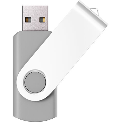 USB-Stick SWING Color 2.0 32 GB , Promo Effects MB , hellgrau / weiss MB , 32 GB , Kunststoff/ Aluminium MB , 5,70cm x 1,00cm x 1,90cm (Länge x Höhe x Breite), Bild 1