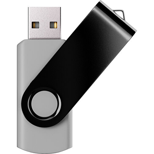 USB-Stick SWING Color 2.0 1 GB , Promo Effects MB , hellgrau / schwarz MB , 1 GB , Kunststoff/ Aluminium MB , 5,70cm x 1,00cm x 1,90cm (Länge x Höhe x Breite), Bild 1