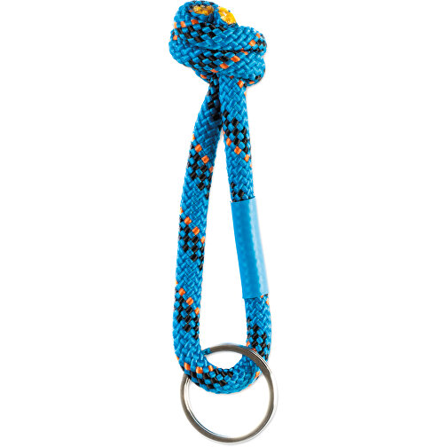Schlüsselanhänger Mit Geknoteter Schnur , blau, Polyester, 10,00cm x 0,80cm (Länge x Breite), Bild 1