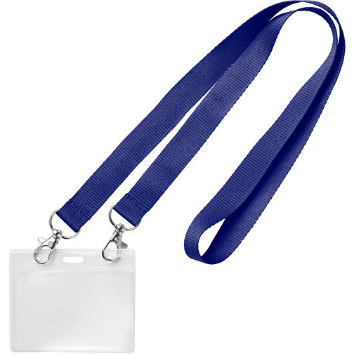 25 Mm Lanyard Mit 2 Metallkarabinern , dunkelblau, Polyester, 90,00cm x 2,50cm (Länge x Breite), Bild 1