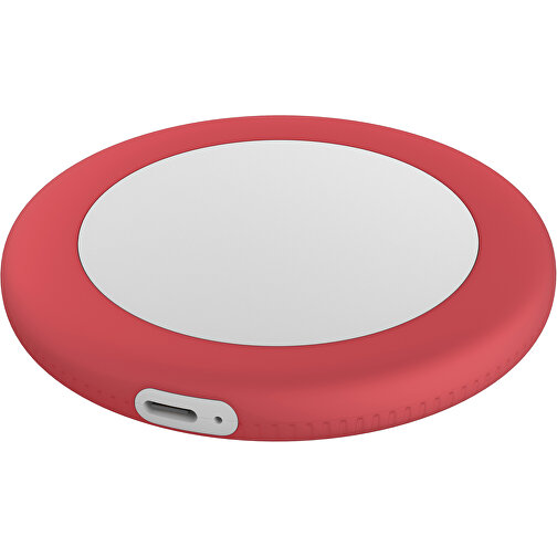 Wireless Charger REEVES-myMATOLA , Reeves, weiß / rot, Kunststoff, Silikon, 1,05cm (Höhe), Bild 1