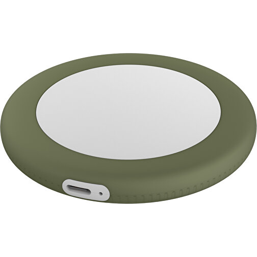 Wireless Charger REEVES-myMATOLA , Reeves, weiß / olivgrün, Kunststoff, Silikon, 1,05cm (Höhe), Bild 1