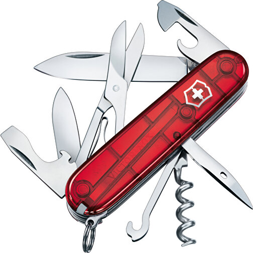 CLIMBER- Victorinox Schweizer Messer , Victorinox, transparent rot, hochlegierter, rostfreier Stahl, 9,10cm x 1,70cm x 2,70cm (Länge x Höhe x Breite), Bild 2