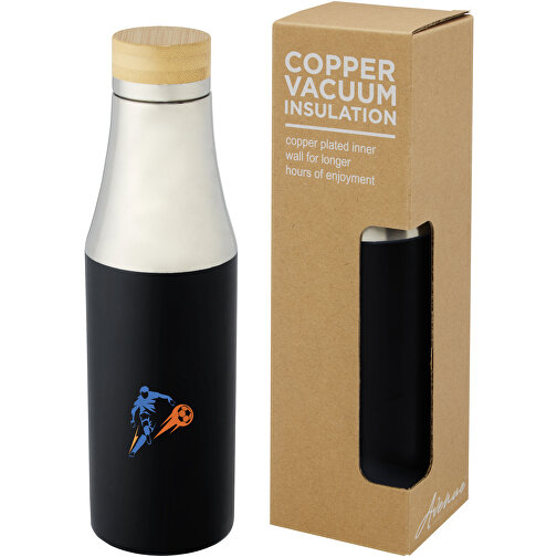 Botella de acero inoxidable con aislamiento al vacío de cobre de 540 ml con tapa de bambú 'Hulan', Imagen 2