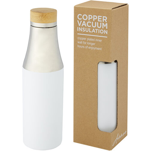 Hulan 540 Ml Kupfer-Vakuum Isolierflasche Mit Bambusdeckel , weiß, Edelstahl, Bambusholz, 24,70cm (Höhe), Bild 1