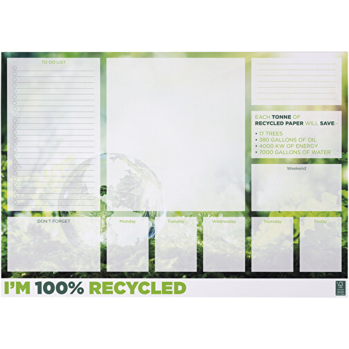 Desk-Mate® A2 Recycelter Notizblock , Green Concept, weiss, Recyceltes Papier, 80 g/m2, Recyclingkarton, 461 g/m2, 42,00cm x 0,60cm x 59,40cm (Länge x Höhe x Breite), Bild 2