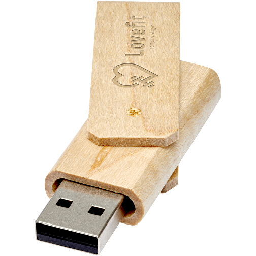 Rotate USB Stick Aus Holz , hellbraun MB , 32 GB , Holz MB , 6,20cm x 1,30cm x 2,00cm (Länge x Höhe x Breite), Bild 2