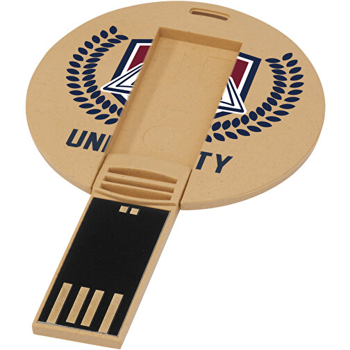 Runder Ausklappbarer USB Stick , kraftpapier MB , 8 GB , Getreide Kunststoff MB , 0,30cm (Höhe), Bild 2