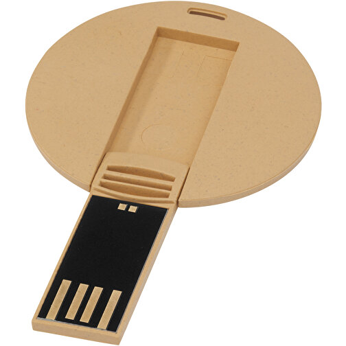 Runder Ausklappbarer USB Stick , kraftpapier MB , 4 GB , Getreide Kunststoff MB , 0,30cm (Höhe), Bild 1